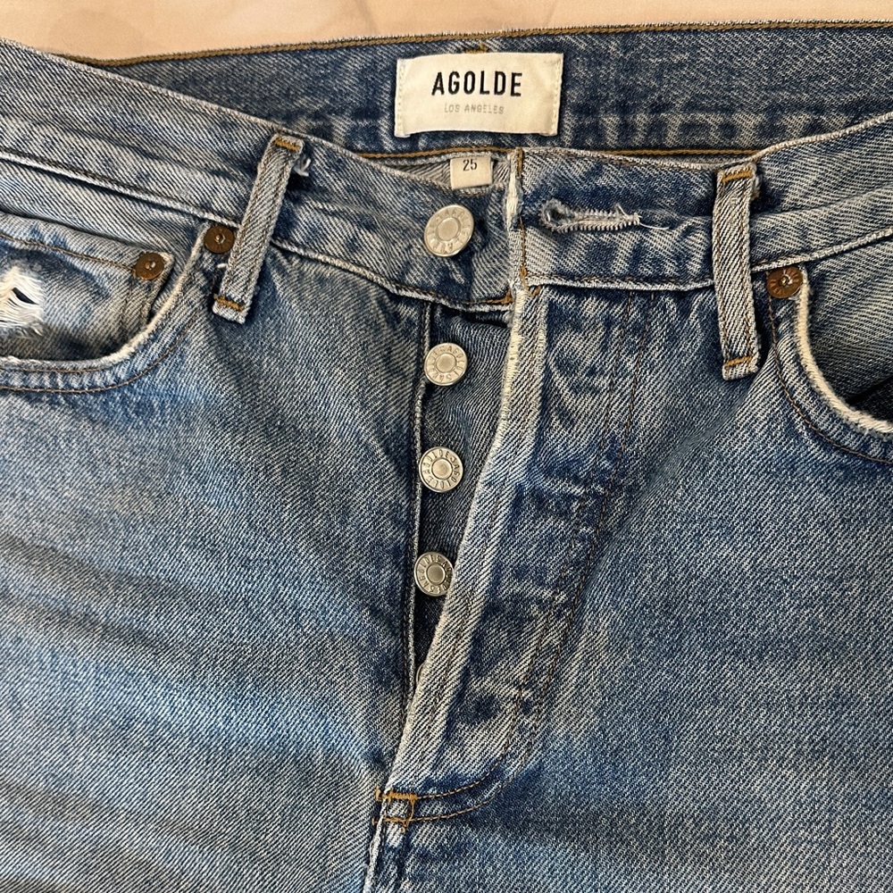 Agolde High Rise cropped Blue Jeans ‘Riley’ - Picture 2 of 11